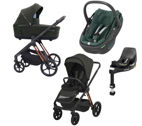 Espiro Miloo wózek 4w1 fotelik Maxi-Cosi Coral 360 + baza FamilyFix 360