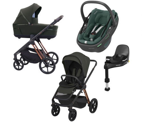 Espiro Miloo wózek 4w1 fotelik Maxi-Cosi Coral 360 + baza FamilyFix 360 Pro